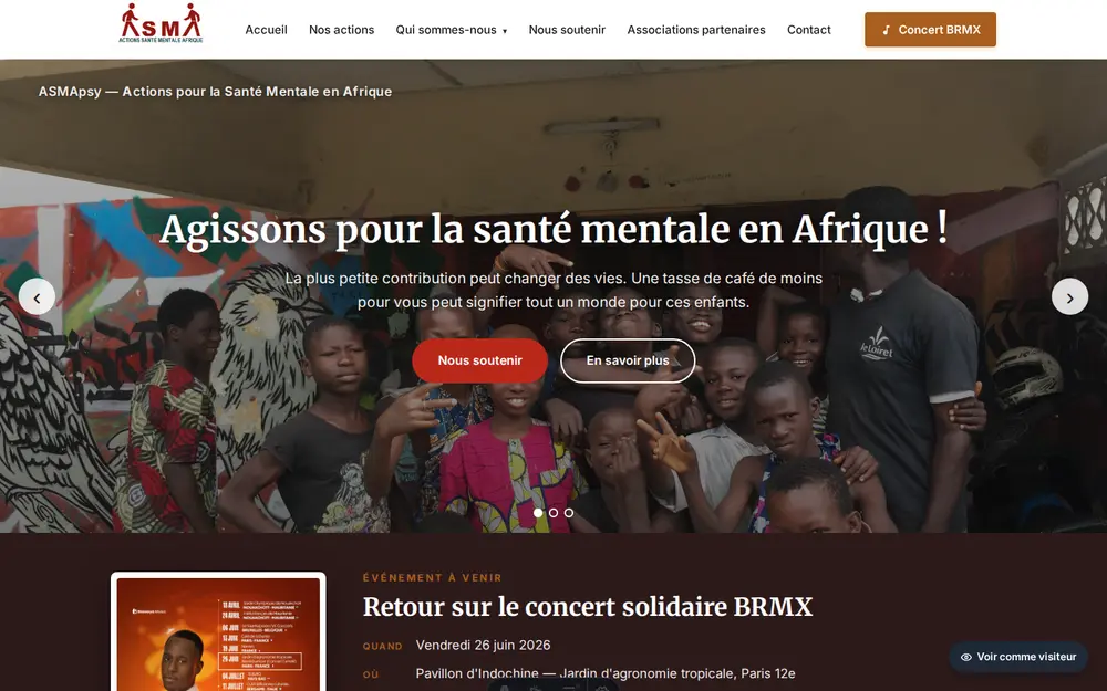 Page d'accueil du site ASMA