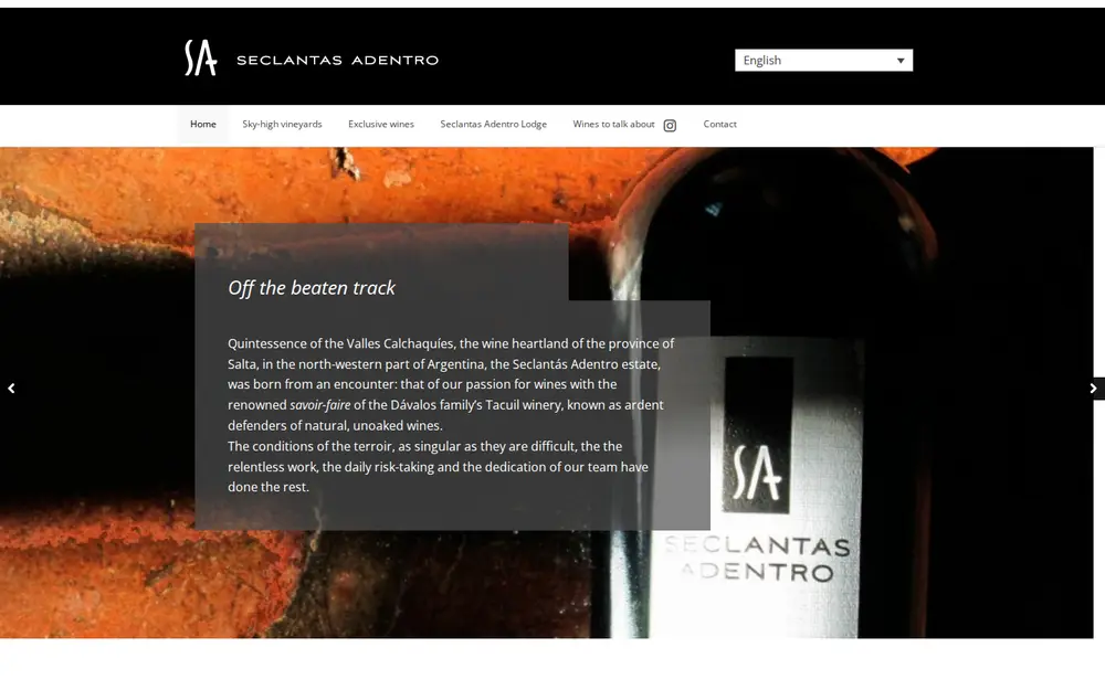 Page d'accueil du site Vin de haute volée